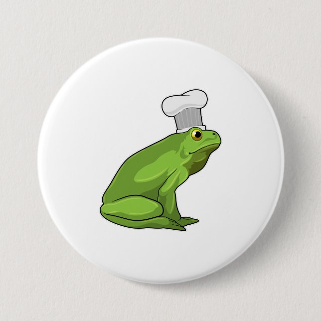 Macaron Rond 7,6 Cm Cuire la grenouille avec casquette (Devant)