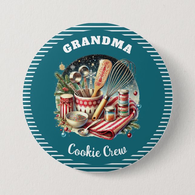 Macaron Rond 7,6 Cm Cuisine de Noël personnalisée (Devant)