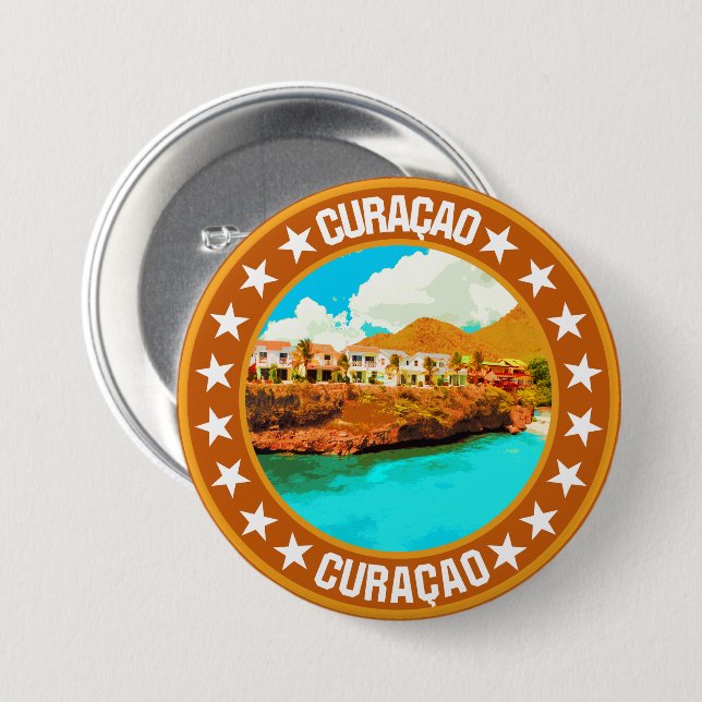 Macaron Rond 7,6 Cm Curaçao (Devant & derrière)