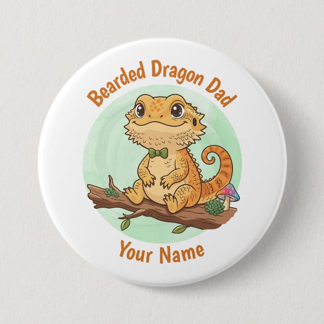 Macaron Rond 7,6 Cm Custom Bearded Dragon Dad Button (Devant)