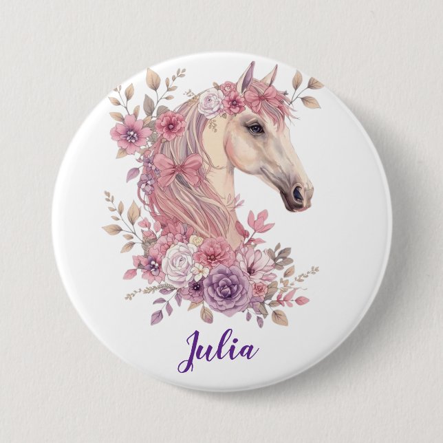 Macaron Rond 7,6 Cm Customizable Pretty Ponies and Petals (Devant)
