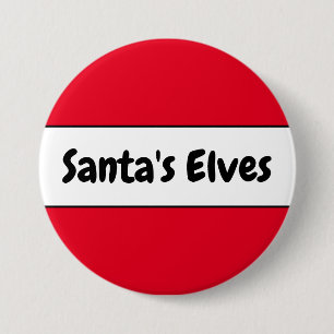 Macaron Rond 7,6 Cm Cute Bright Red "Santa's Elves" Candy Cane Stripes