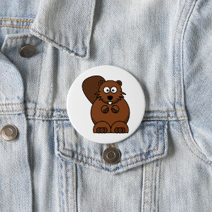 Macaron Rond 7,6 Cm Cute Cartoon Beaver Funny Bois Animal