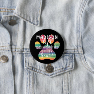 Macaron Rond 7,6 Cm Cute Custom Rainbow Bridge Empreintes de pattes su