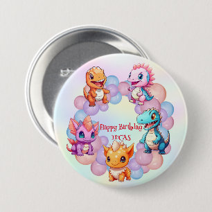 Macaron Rond 7,6 Cm Cute dinosaure Balloon School anniversaire de enfa