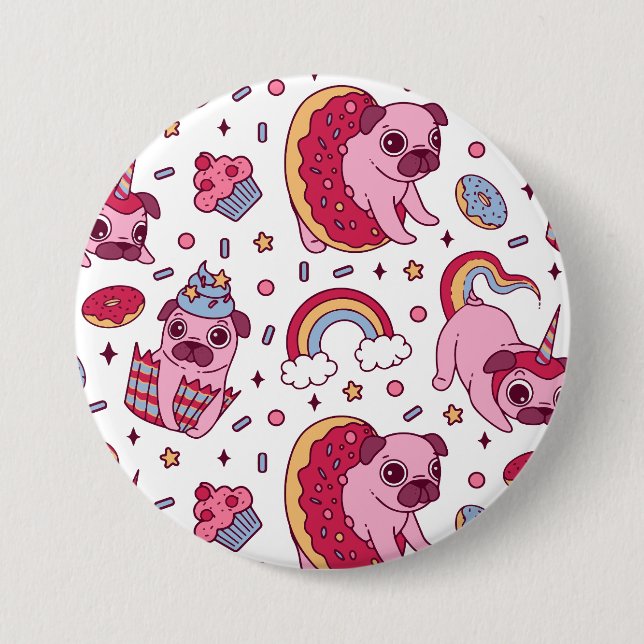 Macaron Rond 7,6 Cm Cute dog pattern for dog lovers (Devant)