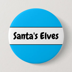 Macaron Rond 7,6 Cm Cute Fun Sky Blue Santa's Elves Christmas Stripes