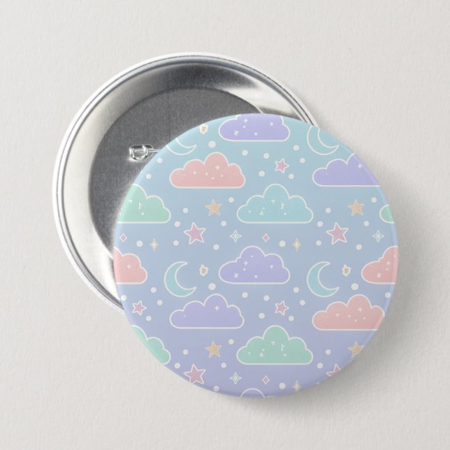 Macaron Rond 7,6 Cm Cute Pastel Cloud Enamel Pin (Devant & derrière)