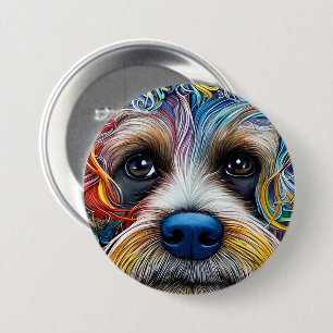 Macaron Rond 7,6 Cm Cute Pop Art Terrier