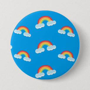 Macaron Rond 7,6 Cm Cute Rainbow with Clouds Pattern