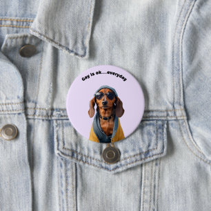MACARON ROND 7,6 CM DACHSHUND LGBTQ