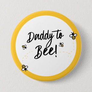 Macaron Rond 7,6 Cm Daddy to Be Daddy to Bee   Bee Theme Baby Shower
