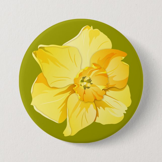 Macaron Rond 7,6 Cm Daffodil Jaune Courte Trompette Fleur de Printemps (Devant)