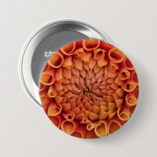 Macaron Rond 7,6 Cm Dahlia Fleur Orange Centre