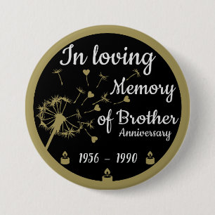 Macaron Rond 7,6 Cm Dans l'amour Mémoire La mort Anniversaire Frère