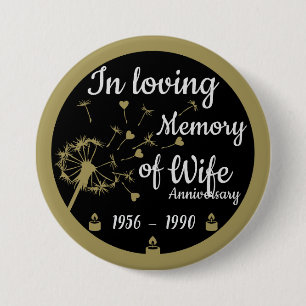 Macaron Rond 7,6 Cm Dans l'amour Mémoire Mort Anniversaire Femme