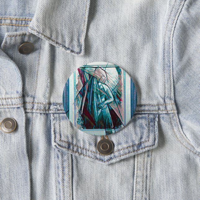 Macaron Rond 7,6 Cm Danseur de ventre Art Déco Cubiste (En situation)