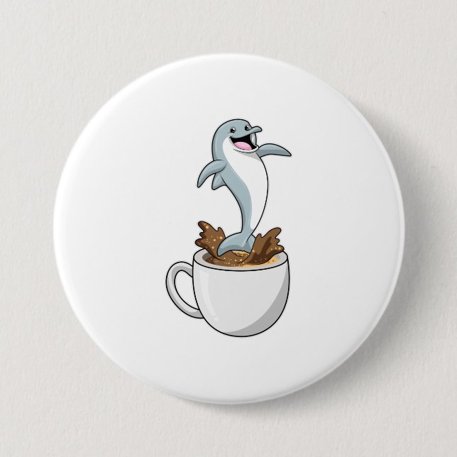 Macaron Rond 7,6 Cm Dauphin avec la coupe de café (Devant)