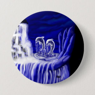 Macaron Rond 7,6 Cm Dauphins, Main du temps