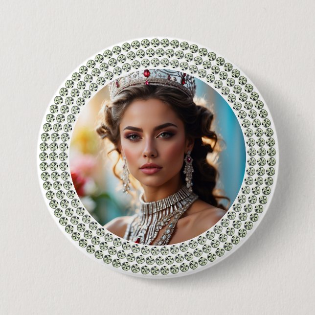 Macaron Rond 7,6 Cm Dazzled Dreams Pageant Button Photo Pin (Devant)