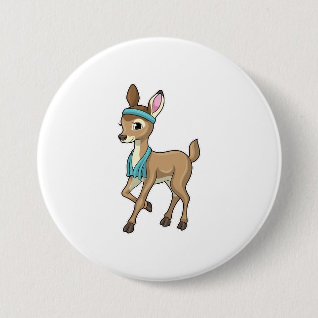 Macaron Rond 7,6 Cm Deer at Fitness with Towel (Devant)