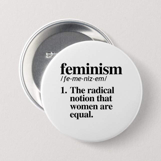 Macaron Rond 7,6 Cm Définition du féminisme (Devant & derrière)