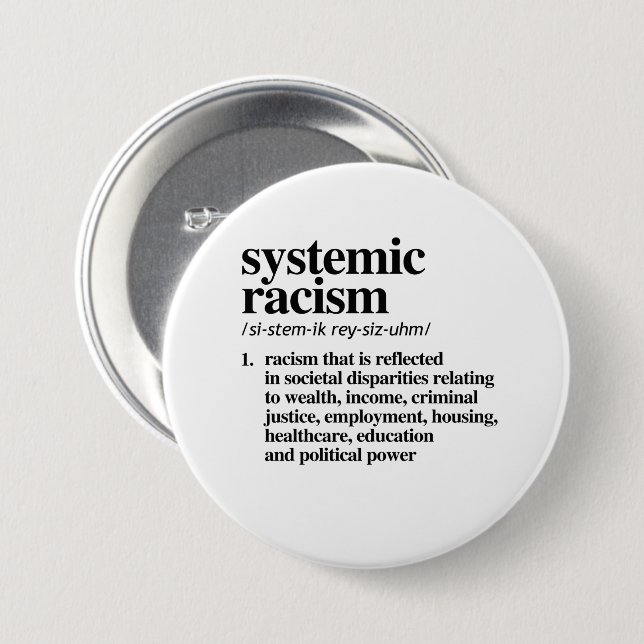 Macaron Rond 7,6 Cm Définition du racisme systémique (Devant & derrière)