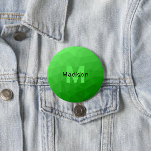 Macaron Rond 7,6 Cm Dégradé vert clair géométrie motif maille Monogram