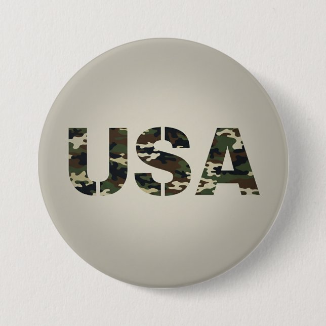 Macaron Rond 7,6 Cm Déguisement Militaire USA  (Devant)