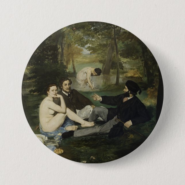 Macaron Rond 7,6 Cm Déjeuner sur l'herbe par Edouard Manet (Devant)