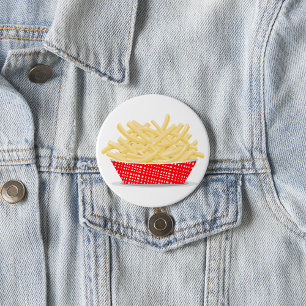 Macaron Rond 7,6 Cm Délicieuses Frites Rétro Fast Food 