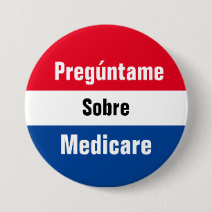 Macaron Rond 7,6 Cm Demandez-moi à propos du bouton Medicare (espagno