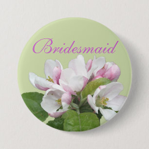 Macaron Rond 7,6 Cm Demoiselle d'honneur fleur de pommier rose clair