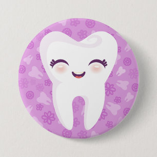Macaron Rond 7,6 Cm Dent mignonne - bouton pourpre de Pin