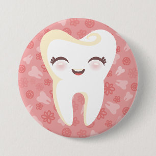 Macaron Rond 7,6 Cm Dent mignonne - bouton rose de Pin