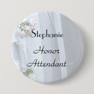 Macaron Rond 7,6 Cm Dentelle vintage, nom, bouton d'agent d'honneur