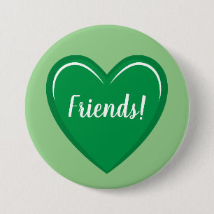 Macaron Rond 7,6 Cm Design Coeur Vert Classique avec des Amis Texte
