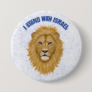 Macaron Rond 7,6 Cm Design Moderne Je Suis Avec Israël. Lion de Juda