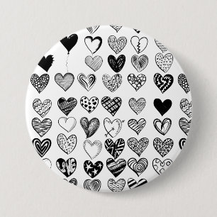 Macaron Rond 7,6 Cm Dessin adorable du coeur noir