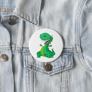 Macaron Rond 7,6 Cm Dessin animé drôle de dinosaure T-Rex rugissant