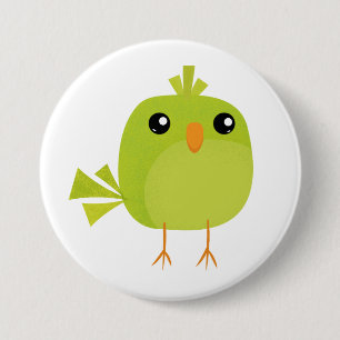 Macaron Rond 7,6 Cm Dessin Animé Oiseau Vert
