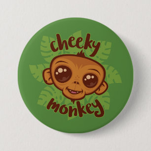 Macaron Rond 7,6 Cm Dessin de primate de singe mignon