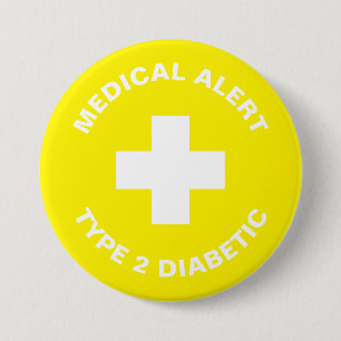 Macaron Rond 7,6 Cm Diabète Alerte Médicale Type 2 Vert diabétique