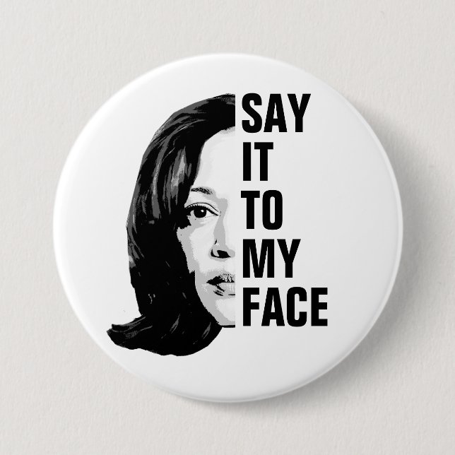 Macaron Rond 7,6 Cm Dis-le-moi en face - Kamala Harris (Devant)