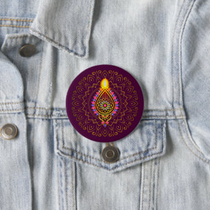 Macaron Rond 7,6 Cm Diwali Bijoux Diya Design bougie Mandala Purple