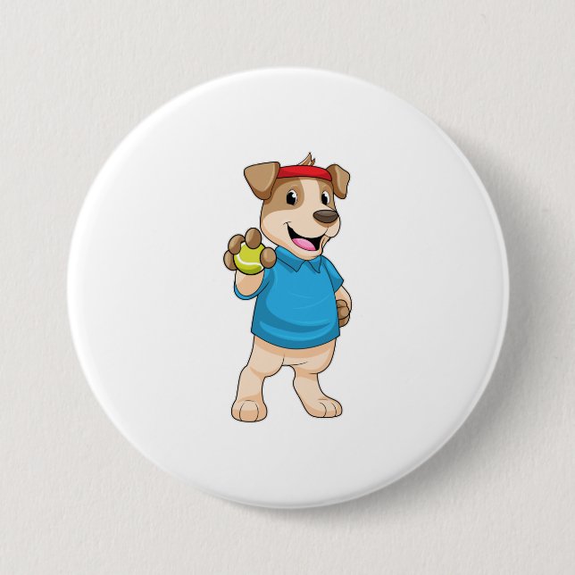 Macaron Rond 7,6 Cm Dog at tennis (Devant)