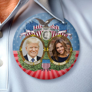 Macaron Rond 7,6 Cm Donald Trump et votre photo - Gag Cadeau