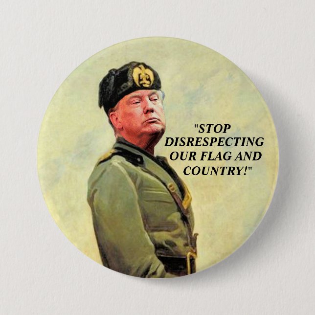 Macaron Rond 7,6 Cm Donald Trump : Notre petit dictateur (Devant)