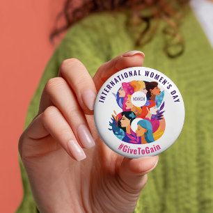 Macaron Rond 7,6 Cm Donner pour Gagner Journée internationale des fe