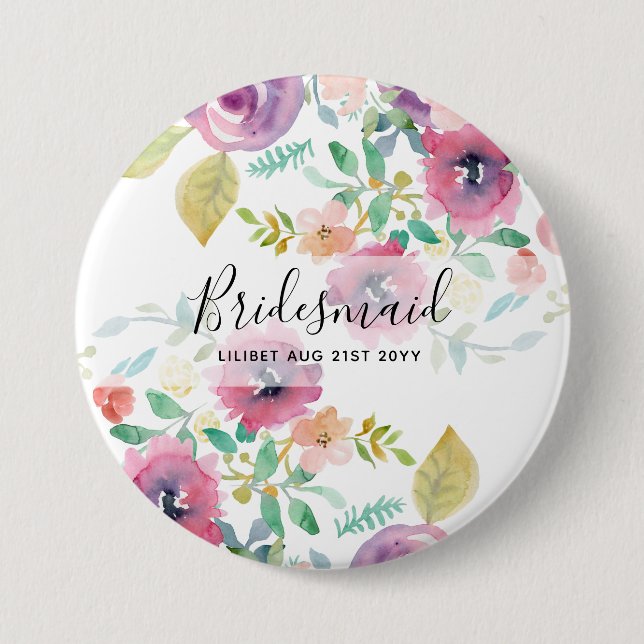 Macaron Rond 7,6 Cm Dons de la fête de mariée du budget rose floral (Devant)